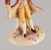Antik német kis barokk férfi figura, jelzett, m: 6,5 cm