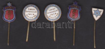 Országos Magyar Izraelita Közművelődési Egyesület zománcozott kitűzője (2x) + Magyar Cionista Szövetség zománcozott kitűzője (2x) + zománcozott kitűző