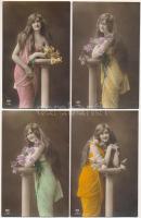 4 db RÉGI hölgyek fotólap / 4 pre-1945 lady photo postcards