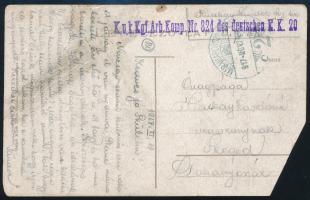 1917 Tábori posta levelezőlap "K.u.K. Kgf. Arb. Komp. Nr. 824 des deutschen E. K. 20", &qu...