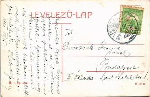 1910 Pöstyén, Piestany; Ferenc József út, lovaskocsik, építkezés. W.L. Bp. 5742. / street view, hors...