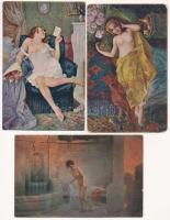16 db RÉGI enyhén erotikus művészlap / 16 pre-1945 slightly erotic art postcards