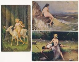 16 db RÉGI enyhén erotikus művészlap / 16 pre-1945 slightly erotic art postcards