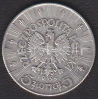 Lengyelország 1934. 5Zl "Józef Pilsudski" Ag T:2
