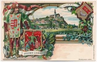 Nyitra, Nitra; Nyitra vármegye címere. Athenaeum Rt. kőnyomása / coat of arms of Nitra County. Art N...
