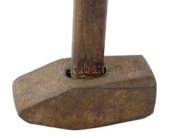 Antik bányász kőtörő kalapács, h: 60 cm