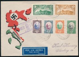San Marino 1938 Dekoratív légiposta levél lila "FÜHRER DUX" bélyegzéssel Hamburgba