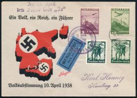 Deutsches Reich 1938 Dekoratív légiposta levél "Ein Volk, ein Reich, ein Führer" feliratta...