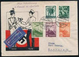 Deutsches Reich 1938 Népszavazási dekoratív légiposta levél osztrák és német vegyes bérmentesítéssel...