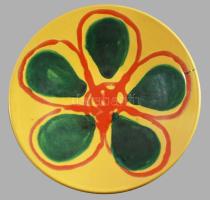 Iparművész mázas kerámia falitál, jelzett, hibátlan, d: 28,5 cm