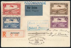 Luxemburg 1932 Dekoratív légiposta ajánlott levél, "ECHTERNACH" - Brüsszel
