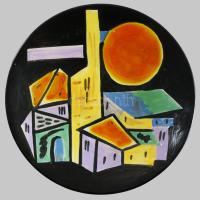 Györgyey Zsuzsa: Retró gyümölcsös tányér. Jelzett, felületi sérüléssel, d: 28,5 cm