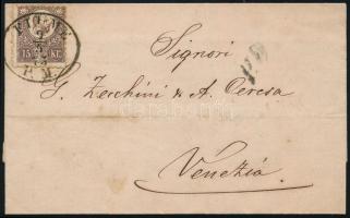 1873 Levél 15kr bérmentesítéssel, ovális "FIUME / P. M." - "VENEZIA" (Gudlin 200...