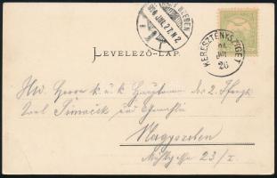 1904 Képeslap Turul 5f + Hohen Rinne 2h hátoldali bérmentesítéssel, "KERESZTÉNYSZIGET" - &...