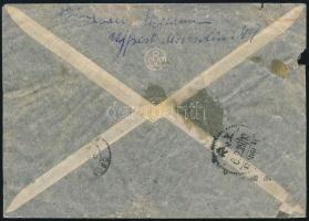 1940 Légi levél Shanghajba küldve Kalkuttán és Hongkongon keresztül, Shanghajban 5c kínai bélyeggel ...