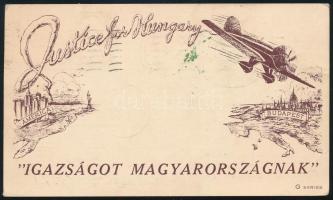 1931 Futott levelezőlap a "JUSTICE FOR HUNGARY" óceánrepülésről