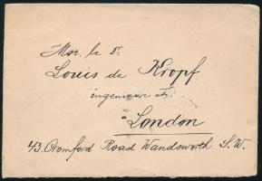 1895 Levél 2 x 5kr bérmentesítéssel, millenniumi levélzáróval, "KOLOZSVÁR" - London