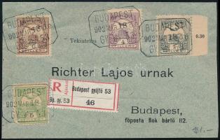 1902 Ajánlott helyi levél négyszínű bérmentesítéssel, "BUDAPEST GY. 53"