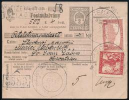 1919 Postautalvány magyar-jugoszláv vegyes bérmentesítéssel, "NAGYBECSKEREK"