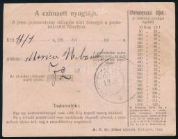 1919 Postautalvány magyar-jugoszláv vegyes bérmentesítéssel, "NAGYBECSKEREK"