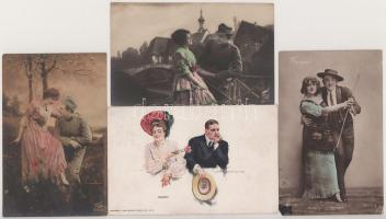10 db RÉGI zsáner motívum képeslap: romantika, hölgyek, szerelmespárok / 10 pre-1945 motive postcard...