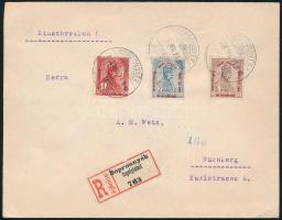 1915 Ajánlott levél Hadisegély II. 1K, 2K + 5K bérmentesítéssel, "SOPRONNYÉK / FOGOLYTÁBOR&quot...