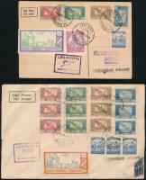 1925 Légi levél + légi levelezőlap a Budapest-Szeged légiposta járatról, különböző színű levélzárókk...