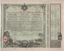 Olaszország 1885. Róma "Olasz Vöröskereszt" kötvénye 25L-ról, bélyegzésekkel T:F
Italy / ...