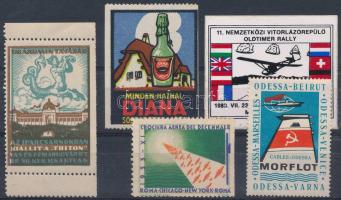 1934-1983 5 db klf levélzáró, közte 3 db repülés motívum