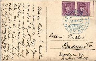 1939 Pozsony, Pressburg, Bratislava; Zamrzly Dunaj / jégzajlás a Dunán, vár / ice movement on Danube...