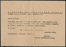 1947 A Cionista Munkásegység Pártja lágymányosi szervezetének meghívója kultúrestre, postán elküldve...