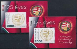 2026 125 éves a Magyar Labdarúgó Szövetség fogazott és vágott blokk, fekete és piros azonos 00122 so...