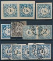 1868-1888 12 db hírlapilleték bélyeg, köztük két pár is