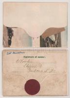 Gisborne, 5-tiled folding leporellocard + letter (wet damage)