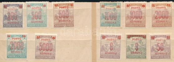 1921/1925 Kisegítő portó sor + 3 klf hármaslyukasztású érték (** 10.000+)