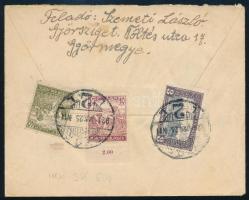 1921 Ajánlott levél Győrből Bécsbe 3 bélyeggel, "KATONAI POSTA CENZÚRA"