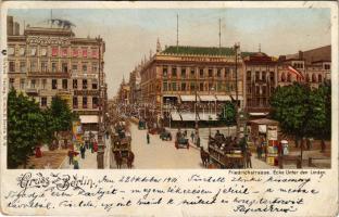 1901 Berlin, Friedrichstrasse, Ecke Unter den Linden, Victoria Hotel / street, hotel, café and resta...