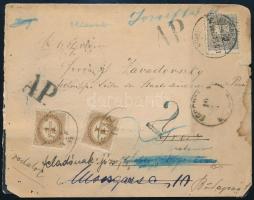 1894 1kr levél darabon Budapestről Grazba, onnan visszaküldve 2 db osztrák portóval