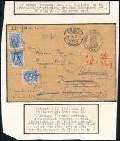 1930 Levél Sümegről Budapestre, majd visszaküldve 3 db portó bélyeggel, az egyik "ÉRVÉNYTELEN" bélyegzéssel