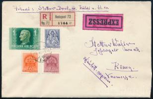 1942 Ajánlott expressz levél 4 db bélyeggel