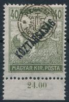 Nagyvárad 1919 Köztársaság/Arató ívszéli 40f eltolódott felülnyomással, a BANI szó hiányzik, Certifi...