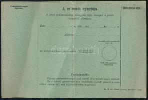1922 50f postautalvány, kitöltve, használatlan