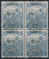 Nagyvárad 1919 Magyar Posta 25f 4-es tömbben eltolódott felülnyomással, Bodor vizsgálójellel