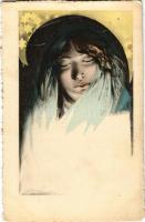Lady art postcard (EK)