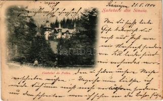 1904 Sinaia, Castelul Peles / castle + "SZÁSZ-RÉGEN - KOCSÁRD 130. SZ." vasúti mozgóposta ...