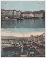 Fiume, Rijeka - 2 db RÉGI város képeslap: kikötő / 2 pre-1945 town postcards: port