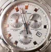 Jacques Lemans karóra, fém szíjjal, kvarc, dátumkijelzéssel, működik, dobozában. leírással d: 42 mm