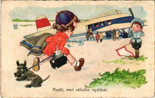 1944 Repülj, mert nélküled repülünk! / Aircraft art postcard (fa)