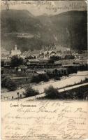 1905 Colle Isarco, Gossensass (Südtirol); general view with railway station, locomotive, train (smal...