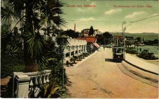 1909 Abbazia, Opatija; Reichsstrasse mit Elektr. Bahn / street view, tram (EK)